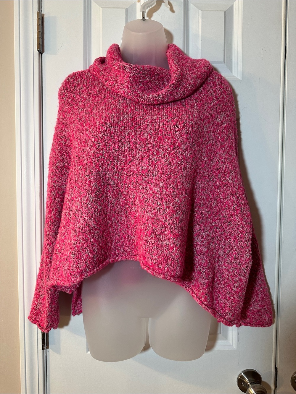 Chelsea & Theodore Pink Marled Cowl-Neck Sweater